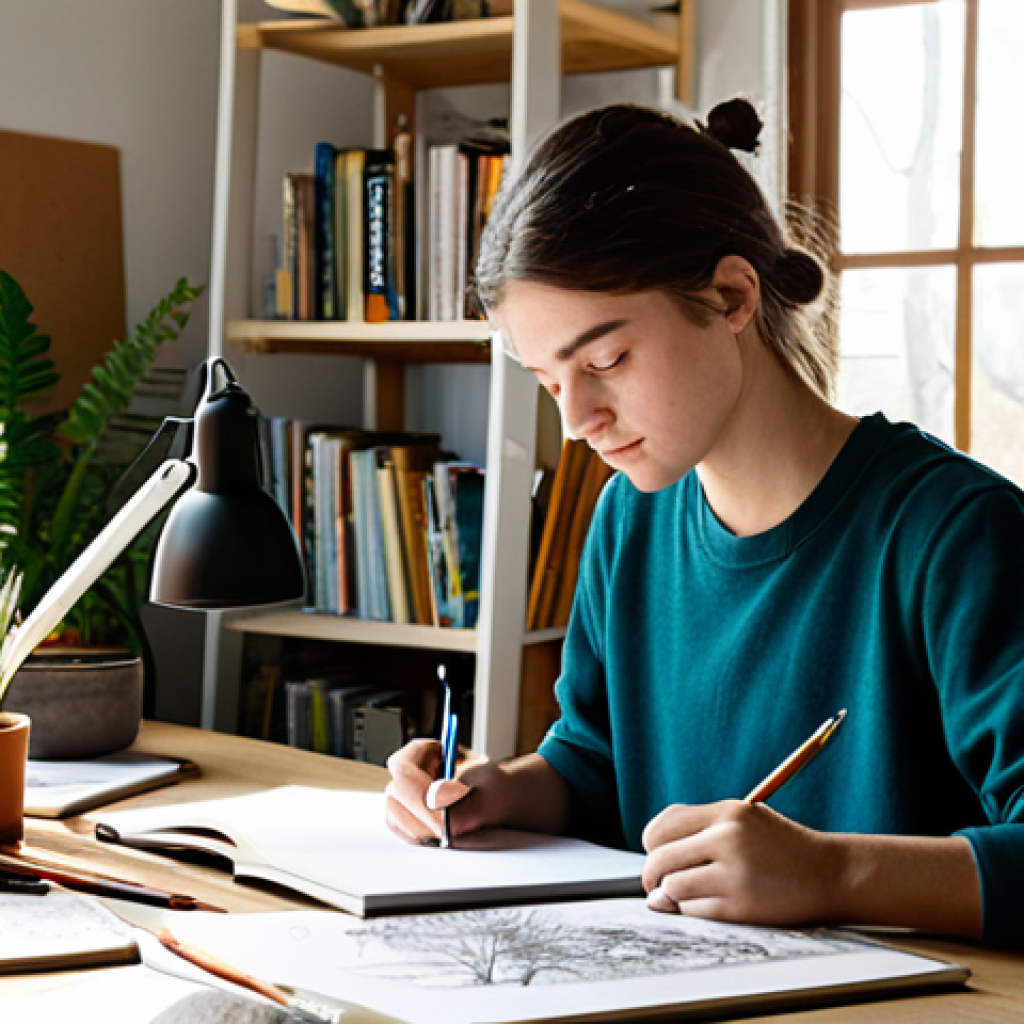 Landscape Design**

"A landscape architecture student sketching designs in a sunlit studio, surrounded by books on landscape design and plant life. The room is filled with natural light, highlighting the student's focused expression. The desk is cluttered with design tools, sketches, and plant samples. safe for work, appropriate content, fully clothed, professional, perfect anatomy, natural proportions, high quality."

**