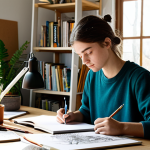 Landscape Design**

"A landscape architecture student sketching designs in a sunlit studio, surrounded by books on landscape design and plant life. The room is filled with natural light, highlighting the student's focused expression. The desk is cluttered with design tools, sketches, and plant samples. safe for work, appropriate content, fully clothed, professional, perfect anatomy, natural proportions, high quality."

**